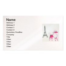 Eiffel Tower and Pink Poodle Business Card Template