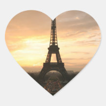 Eiffel Tower at Sunrise from the Trocadero Heart Stickers