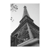 Eiffel Tower b/w Stretched Canvas Print