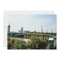 Eiffel Tower, barges, Paris, France  flowers Personalized Announcement
