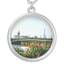 Eiffel Tower, barges, Paris, France  flowers Jewelry
