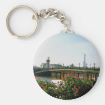 Eiffel Tower, barges, Paris, France Key Chain