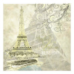 Eiffel Tower+bateau mouche+swirls wedding invites