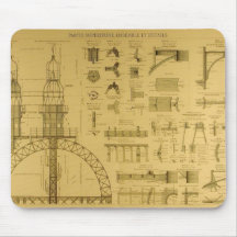Eiffel Tower Blueprints Mouse Pads