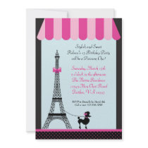 Eiffel Tower Girl Birthday Invitation