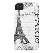 Eiffel Tower in Black and White iPhone 4 Case-Mate Cases