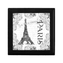 Eiffel Tower in Black and White Jewelry Boxes