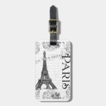 Eiffel Tower in Black and White Travel Bag Tag