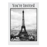 Eiffel Tower In Paris Striped Vintage Personalized Invite