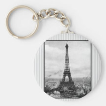Eiffel Tower In Paris Striped Vintage Keychains