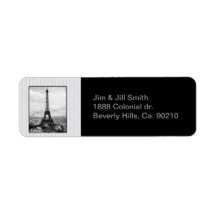 Eiffel Tower In Paris Striped Vintage Return Address Label