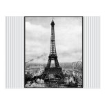 Eiffel Tower In Paris Striped Vintage Postcard