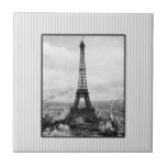 Eiffel Tower In Paris Striped Vintage Tiles