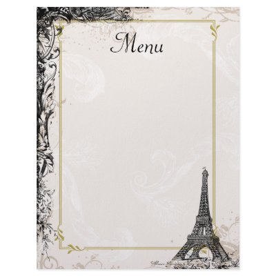 Eiffel Tower Menu Vintage French Style Letterhead Template by lapapeteriedeParis