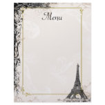 Eiffel Tower Menu Vintage French Style letterhead
