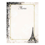 Eiffel Tower Menu Vintage French Style Letterhead Template
