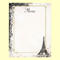 Eiffel Tower Menu Vintage French Style letterhead