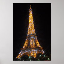 Eiffel Tower Paris at Night Poster