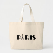 Eiffel Tower Paris Black & White Canvas Bags