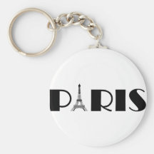 Eiffel Tower Paris Black & White Keychain