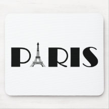 Eiffel Tower Paris Black & White Mouse Pad