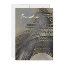 Eiffel tower Parisian french  wedding invitation