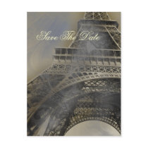 Eiffel tower Parisian french wedding Save the Date Postcard