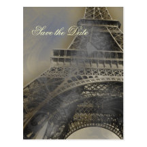 Eiffel tower Parisian french wedding Save the Date Post Cards