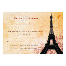 Eiffel Tower Peach RSVP Invitation