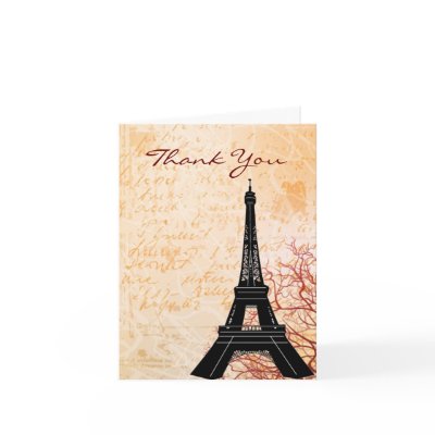 Eiffel Tower Peach Thank You Note card by elizWEDDINGS