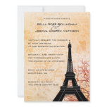 Eiffel Tower Peach Wedding Invitation
