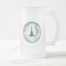 Eiffel Tower Pink Roses and Zebra Print Coffee Mugs