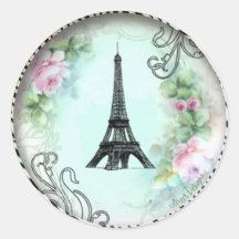 Eiffel Tower Pink Roses and Zebra Print Sticker