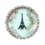 Eiffel Tower Pink Roses n Zebra Print Ornament Acrylic Cut Outs