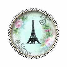 Eiffel Tower Pink Roses n Zebra Print Ornament Acrylic Cut Outs