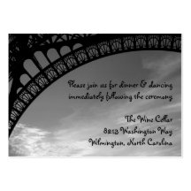 Eiffel Tower Reception Insert Cards Business Card Template