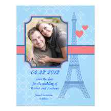 Eiffel Tower Save The Date Photo Card Invitation