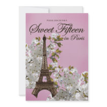Eiffel Tower Sweet 15 Fifteen Invitations Lilac
