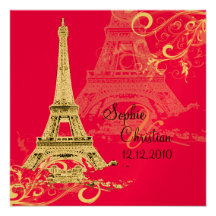 Eiffel Tower + swirls  Wedding Invitations