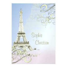 Eiffel Tower + swirls  Wedding Invitations