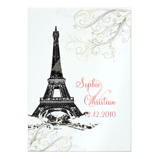 Eiffel Tower + swirls Wedding Invitations