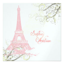 Eiffel Tower + swirls  Wedding Invitations