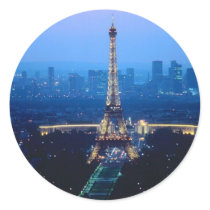 Eiffel Tower Twilight Round Sticker