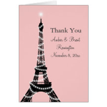 Eiffel Tower Twinkles Thank You Card (pink)
