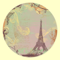 Eiffel Tower Vintage Style in Pink stickers