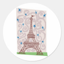 Eiffel Tower with Swirls and Stars Stickers