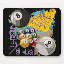 EIGHT AND NINE BALL BILLIARDS MOUSEPAD