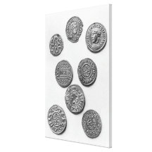 Eight Carolingian coins Stretched Canvas Prints