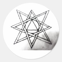 Eight Rayed Star Round Stickers