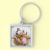 Eighteenth Century French Couple in Garden keychains